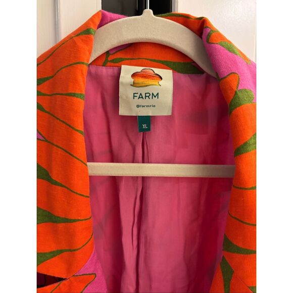 NWOT FARM RIO  Copacabana Notched-Lapel Linen-Blend Blazer, XL $268 - Picture 6 of 12